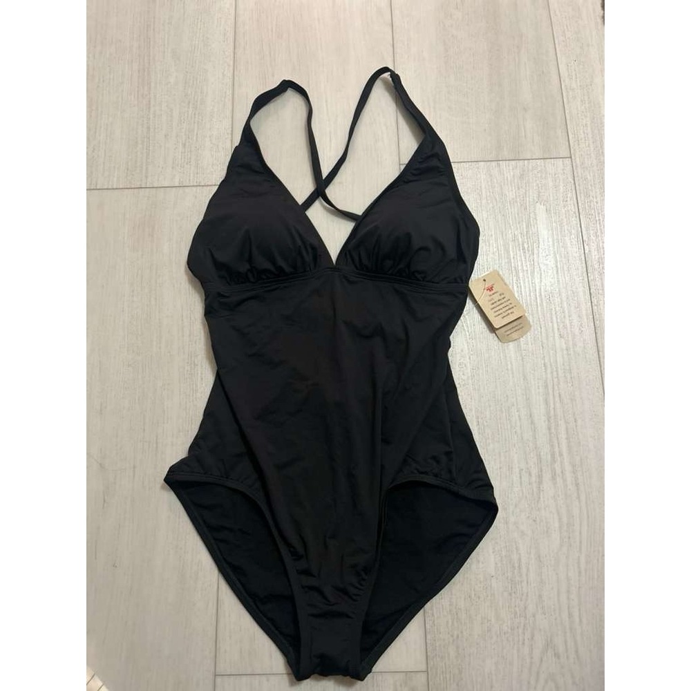 NWT Tommy Bahama Pearl Cross‎ Back One Piece Swimsuit Black Sz 12 $140